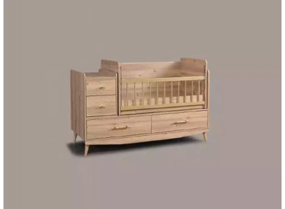 Lit pour enfants Lit pour bébé Lit tout-petit Lit en bois brun avec étagères